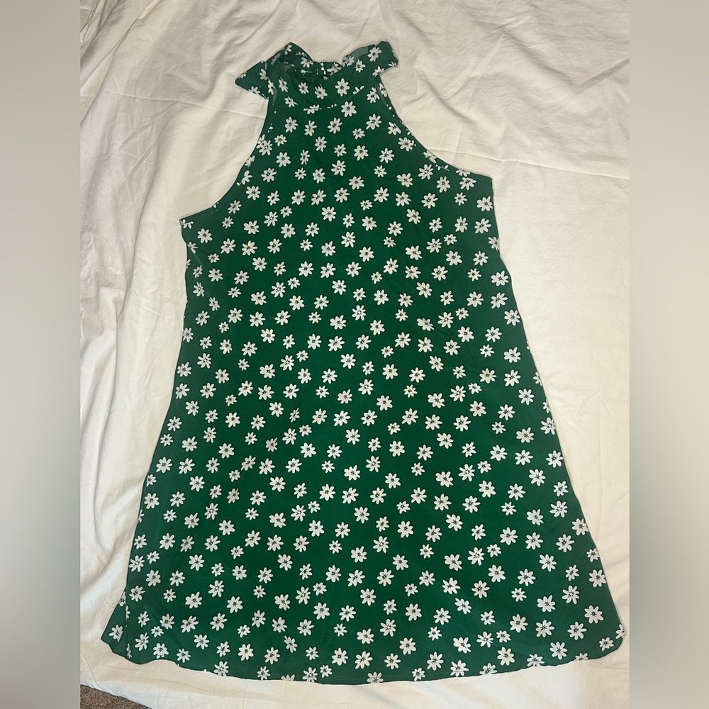 SHEIN Green Dress with White Floral Design
